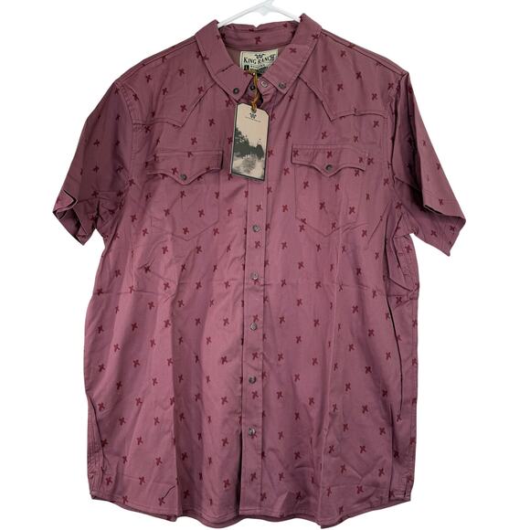 King Ranch Men's Western Snap X Design Button Up Shirt New with tags Size Large - Picture 1 of 5
